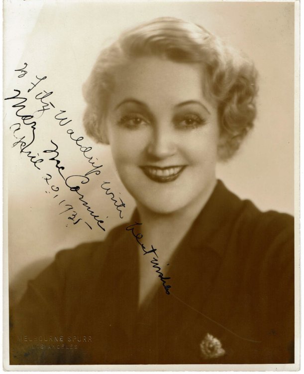 ORIGINAL MATTE-FINISH PHOTOGRAPH of the AMERICAN OPERATIC SOPRANO MARY McCORMIC, INSCRIBED & SIGNED BY HER.