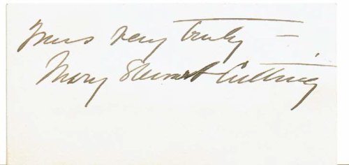 American Author & Suffragist MARY STEWART CUTTING'S AUTOGRAPHED SENTIMENT penned on a card.