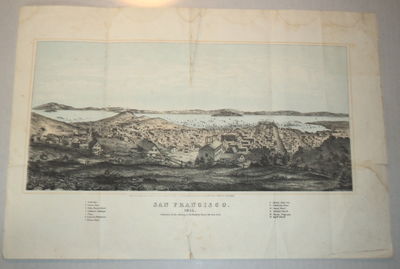 "SAN FRANCISCO. 1855". AN ORIGINAL COLOR LITHOGRAPHIC VIEW MAP OF SAN FRANCISCO DURING THE GOLD RUSH YEARS.