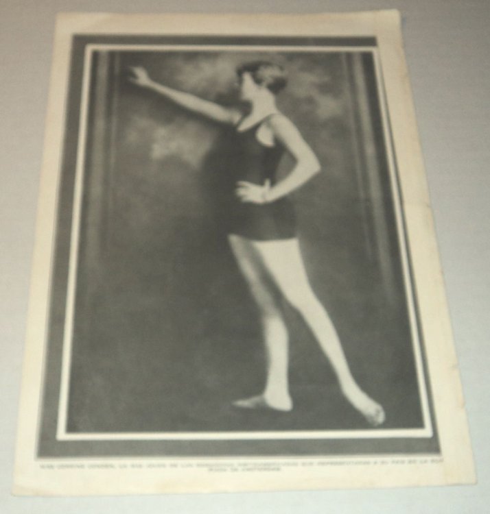 A vintage magazine photographic portrait of the YOUNG SWIMMING CHAMPION CORRINE CONDON, who broke the world's record by winning the national A.A.U. Junior 50 yard freestyle swim in 28 seconds at the age of 14.