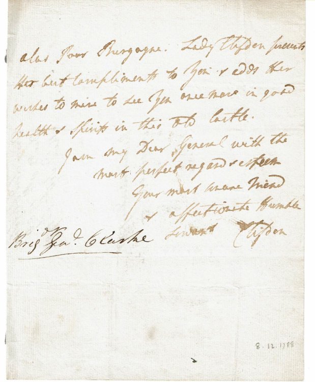 FRAGMENT of an AUTOGRAPH LETTER SIGNED by the Irish politician JAMES AGAR, 1ST VISCOUNT CLIFDEN addressed to BRIGADIER GENERAL CLARKE.