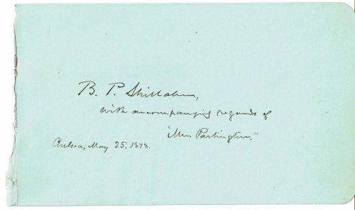INSCRIPTION SIGNED by the American printer, editor and humorist BENJAMIN PENHALLOW SHILLABER.