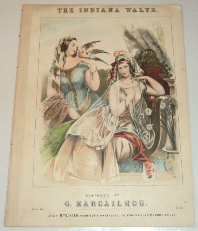 THE INDIANA WALTZ [Indiana Grande Valse]. Composed by G. Marcailhou. [Original sheet music illustrated with a bright color lithographic pictorial cover page].