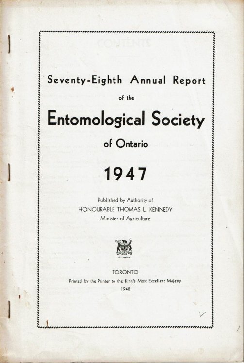 SEVENTY-EIGHTH ANNUAL REPORT OF THE ENTOMOLOGICAL SOCIETY OF ONTARIO 1947. (Cover title).