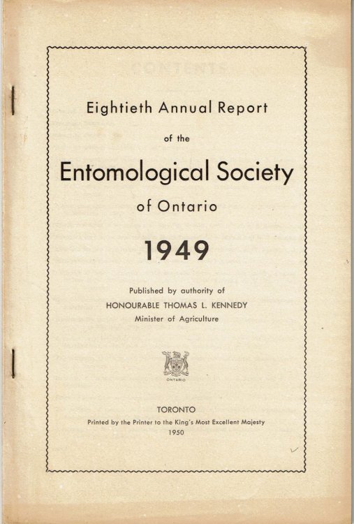 EIGHTIETH ANNUAL REPORT OF THE ENTOMOLOGICAL SOCIETY OF ONTARIO 1949. (Cover title).