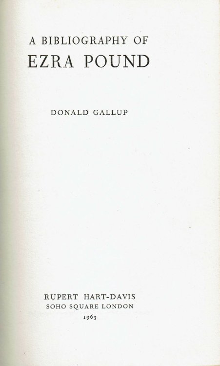 A BIBLIOGRAPHY OF EZRA POUND.