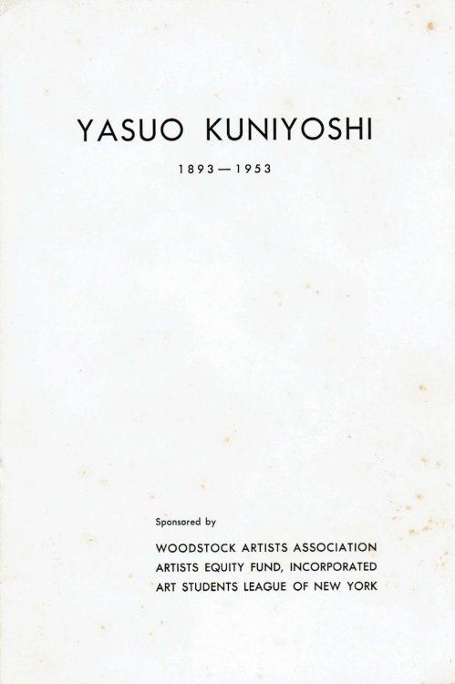 YASUO KUNIYOSHI 1893-1953: Memorial Exhibition.