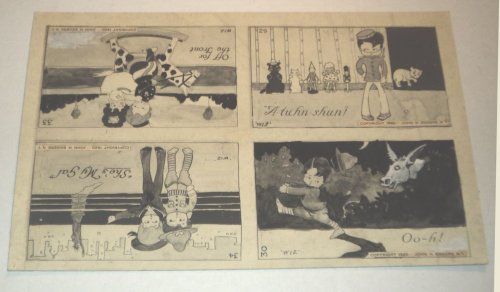 ORIGINAL PEN, INK & WATERCOLOR WASH DRAWINGS SIGNED WIZ, possibly as illustrations for a children's book about CHILDREN IN SOLDIER'S UNIFORMS intended to be published by John H. Eggers.