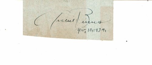 SLIP OF PAPER SIGNED BY AMERICAN AUTHOR ARCHIE BINNS.