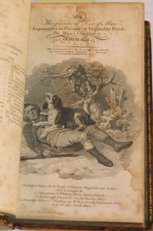 ON THE PRIMEVAL DIET OF MAN; Arguments in Favour of Vegetable Food; On Man's Conduct to Animals. [Together with]: ON FOOD. [And]: ON CLOTHING. (3 books in one volume).