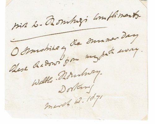 A SLIP OF PAPER INSCRIBED AND SIGNED BY ENGLISH AUTHOR GEORGE WALTER THORNBURY.