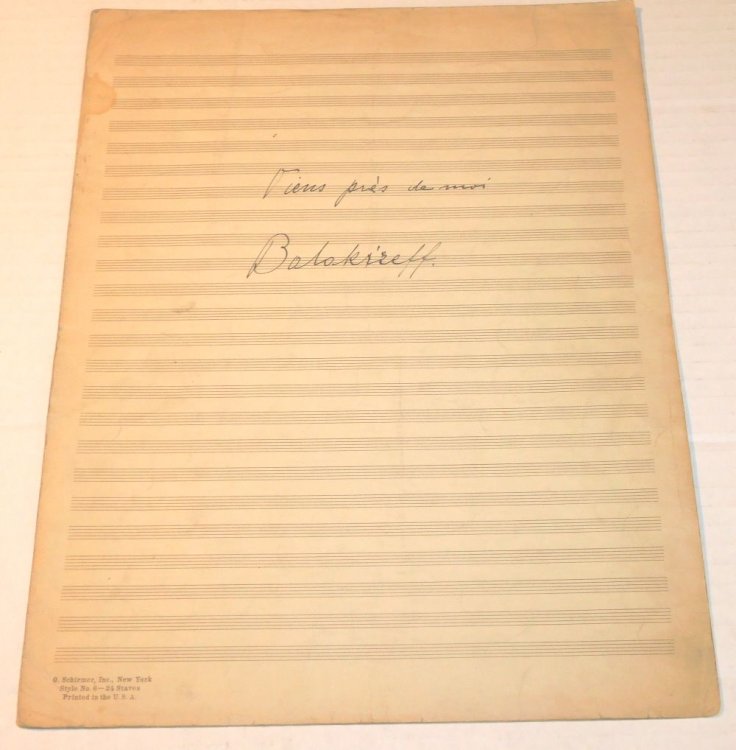 VIENS PRES DE MOI by BALAKIREV. A REPRODUCTION OF THE HOLOGRAPH SCORE of the song as arranged for Soprano and Piano Trio.