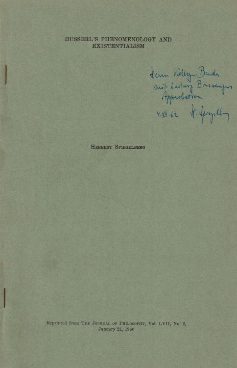 HUSSERL'S PHENOMENOLOGY AND EXISTENTIALISM.