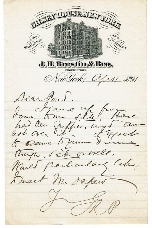 A COLLECTION of 7 LETTERS SIGNED by the Railroad Attorney and President of the American Bar Association GEORGE R. PECK addressed to his boyhood friend the American lecture manager MAJOR JAMES R. POND, one referring to Winston Churchill.