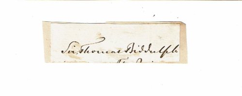 AUTOGRAPH. Signature of the British army officer THOMAS MYDDELTON BIDDULPH penned on a slip of paper.