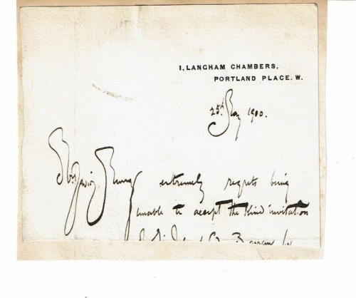 AUTOGRAPH. The Scottish Landscape Painter DAVID MURRAY'S SIGNATURE penned within the text of a partial note.