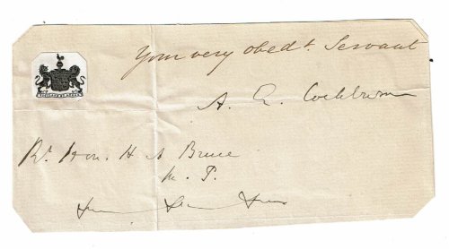 AUTOGRAPH CLOSE OF A LETTER SIGNED by the Lord Chief Justice of the Queen's Bench SIR ALEXANDER COCKBURN, 12TH BARONET OF LANGTON.