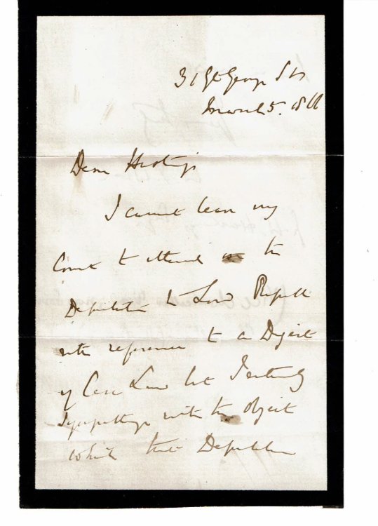 AUTOGRAPH LETTER SIGNED by the British Lord High Chancellor WILLIAM WOOD, 1ST BARON HATHERLEY, together with his AUTOGRAPH on a slip of paper.