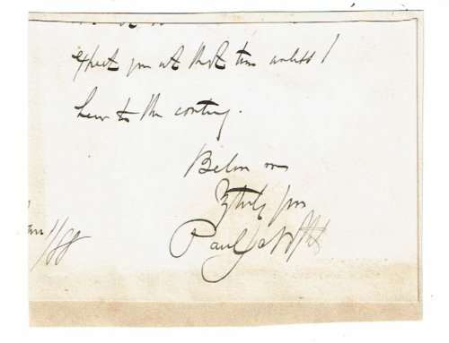 AUTOGRAPH CLOSE of a letter SIGNED by the Guernsey watercolor painter PAUL JACOB NAFTEL.