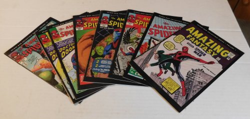 SPIDER-MAN COLLECTIBLE SERIES. Volumes 1, 3, 4, 5, 9, 10, 11, 12, and 17. [9 of 24 Issues]. [Reprints of the original Spiderman Comics, published as promotional giveaways by the New York Post in 2006].