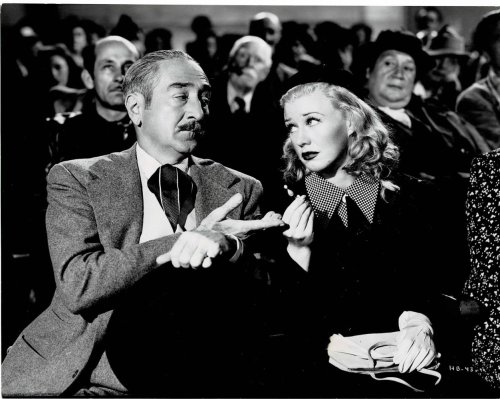 A VINTAGE CONTINUITY LAYOUT PHOTOGRAPH depicting GINGER ROGER and ADOLPHE MENJOU in a scene from 