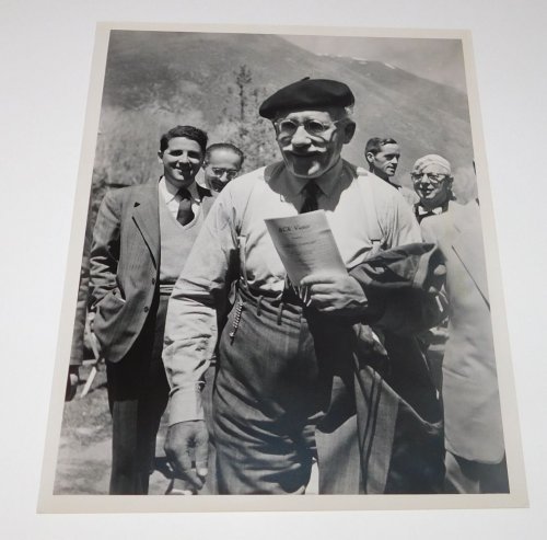 RARE CANDID PHOTOGRAPH OF LEGENDARY CONDUCTOR ARTURO TOSCANINI WITH HIS ENTOURAGE DURING HIS WESTERN TOUR.