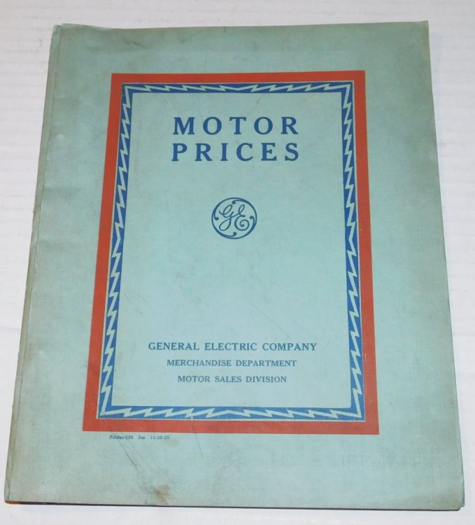 [MOTOR PRICES]: Issue No. 1 1924 Edition: Price List General Electric Company Standard Constant Speed Motors.