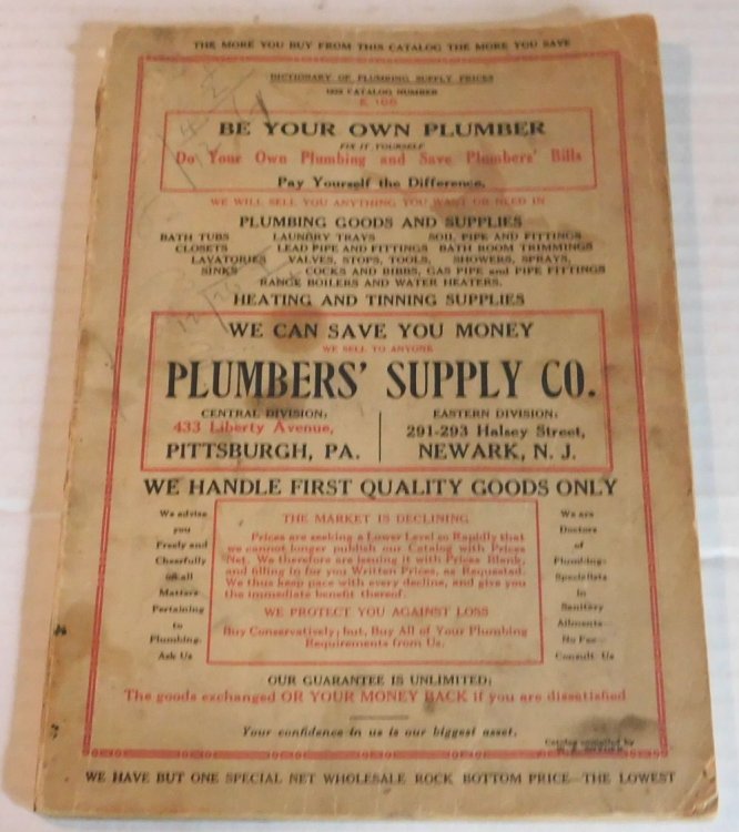 DICTIONARY OF PLUMBING SUPPLY PRICES 1922 CATALOG NUMBER E 105: PLUMBERS' SUPPLY CO.