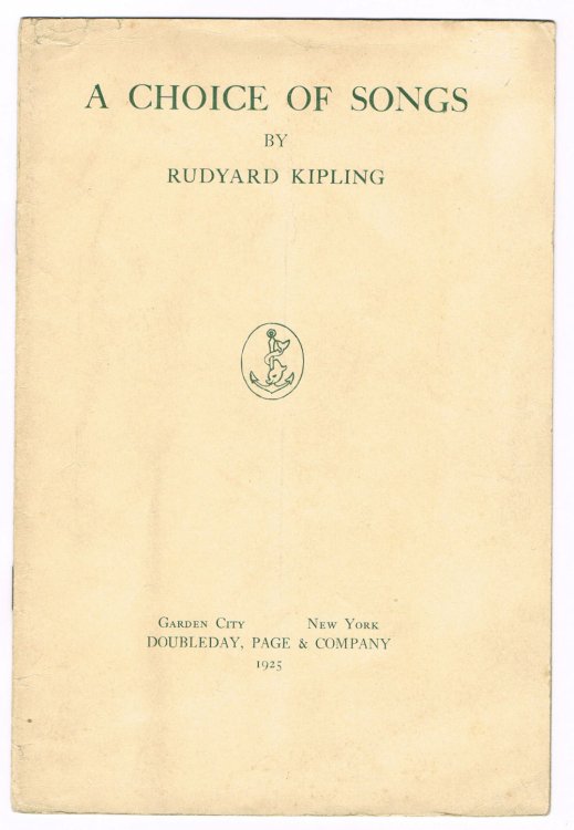 A CHOICE OF SONGS. By Rudyard Kipling.