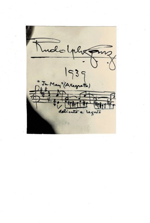 Image for AUTOGRAPH MUSICAL QUOTATION penned on photographic paper SIGNED & DATED by the composer RUDOLPH GANZ. AUTOGRAPH MUSICAL QUOTATION penned on photographic paper SIGNED & DATED by the composer RUDOLPH GANZ.