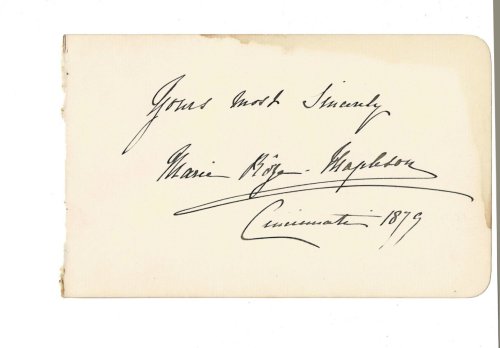 AUTOGRAPH: A sheet from an autograph album INSCRIBED & SIGNED by the French Soprano MARIE ROZE MAPLESON.