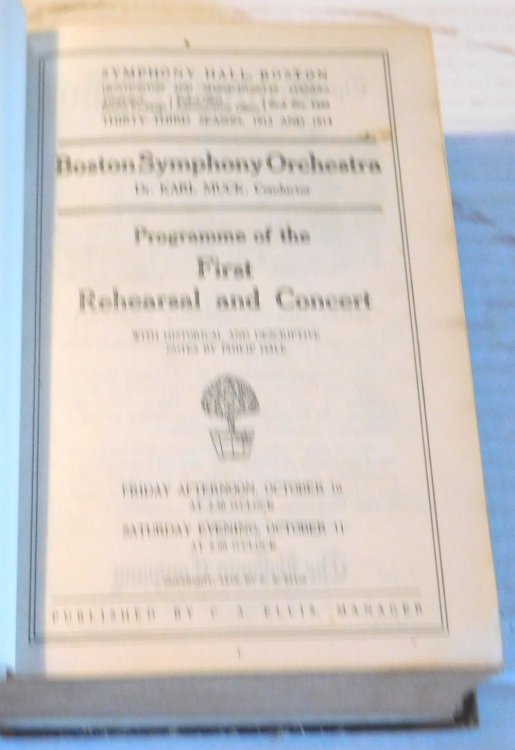 BOSTON SYMPHONY ORCHESTRA PROGRAMMES FOR THE 1913-1914 SEASON. Dr. Karl Muck, conductor. With Historical and Descriptive Notes by Philip Hale. (24 issues bound in one volume).