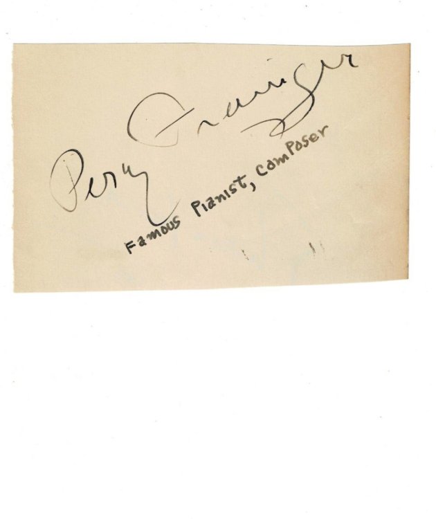 Image for SIGNATURE of Australian-born composer/pianist PERCY GRAINGER with the signature of film actress ELISSA LANDI on the verso. SIGNATURE of Australian-born composer/pianist PERCY GRAINGER with the signature of film actress ELISSA LANDI on the verso.