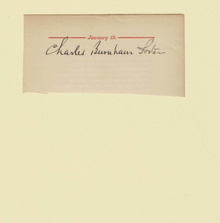 AUTOGRAPH: The signature of the surgeon CHARLES BURNHAM PORTER on a slip clipped from a Birthday book.