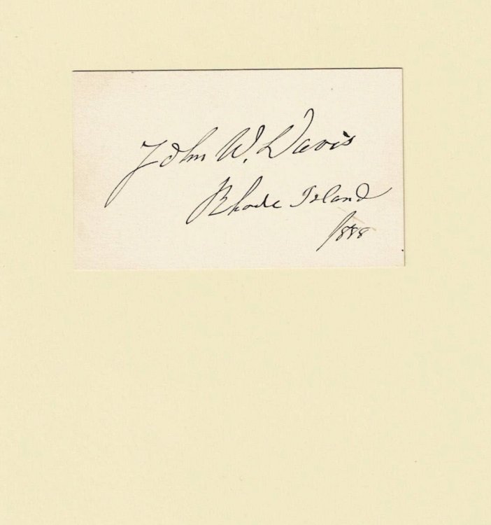 AUTOGRAPH: A Card SIGNED by the governor of Rhode Island JOHN W. DAVIS, who was a strong supporter of Women's Suffrage.
