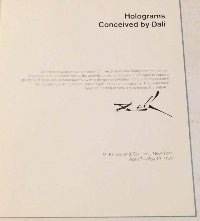 HOLOGRAMS CONCEIVED BY DALI . M. Knoedler & Co. Inc., New York April 7 - May 13, 1972. (Catalog).