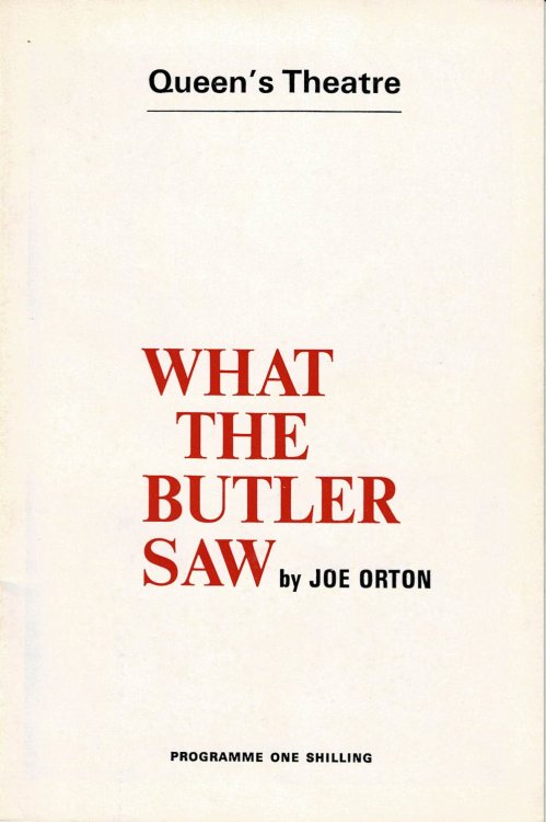WHAT THE BUTLER SAW - ORIGINAL PROGRAM FOR THE 1969 PREMIERE.