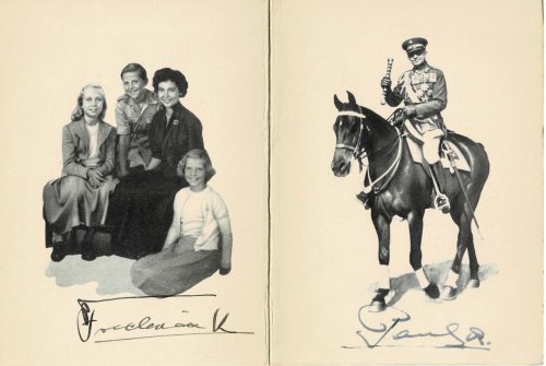 AUTOGRAPHS: CHRISTMAS CARD WITH SIGNED PHOTOGRAPHS OF PAUL, KING OF GREECE AND FREDERICA OF HANOVER, QUEEN OF GREECE.