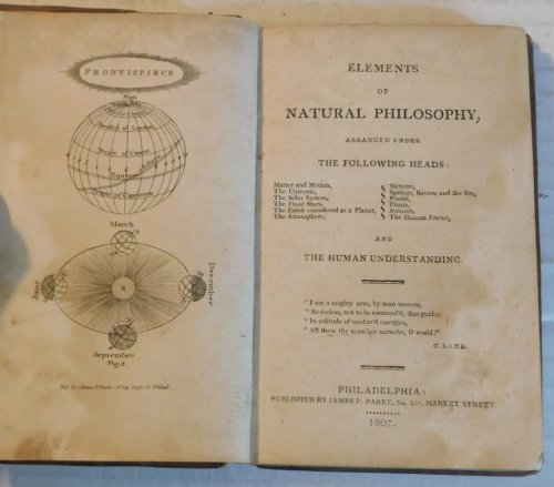 ELEMENTS OF NATURAL PHILOSOPHY, Arranged Under the Following Heads: Matter and Motion, The Universe, The Solar System, The Fixed Stars, The Earth considered as a Planet, The Atmosphere, Meteors, Springs, Rivers, and the Sea, Fossils, Plants, Animals, The Human Frame, AND THE HUMAN UNDERSTANDING. [Fo