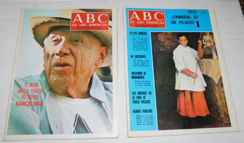 2 ISSUES of ABC DE LAS AMERICAS memorializing Picasso after his death on April 8, 1973]: ABC DE LAS AMERICAS Nueva York, 5-11 mayo 1973, Ano 2, Numero 30 [and] Nueva York, 11-16 mayo 1973, Ano 2 Numero 31.