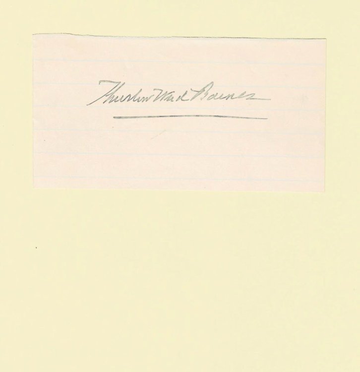 AUTOGRAPH of the biographer and railroad operator THURLOW WEED BARNES.