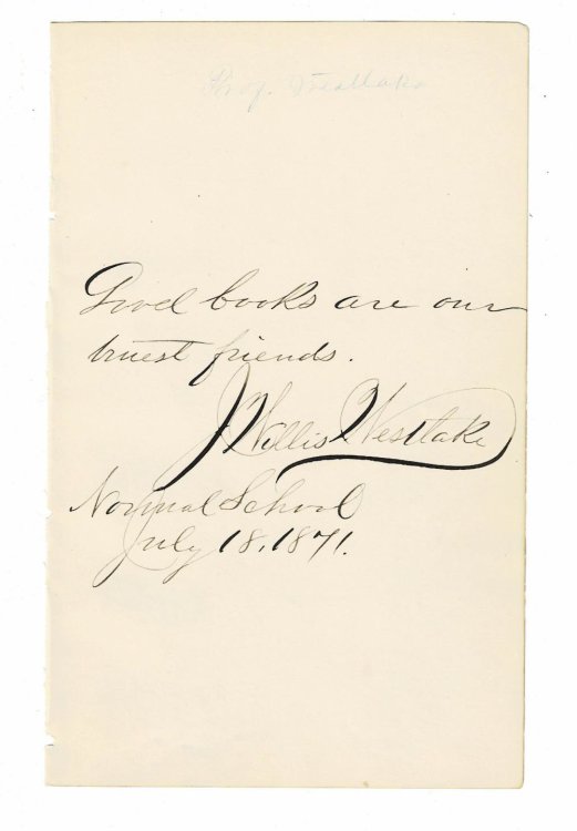 AUTOGRAPH QUOTATION SIGNED by the textbook author J. WILLIS WESTLAKE.