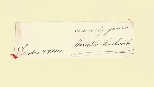 AUTOGRAPH CLOSE SIGNED by the Polish Coloratura Soprano MARCELLA SEMBRICH.
