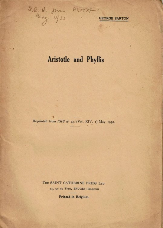 ARISTOTLE AND PHYLLIS. Reprinted from Isis no. 43, (Vol. XIV, 1) May 1930.