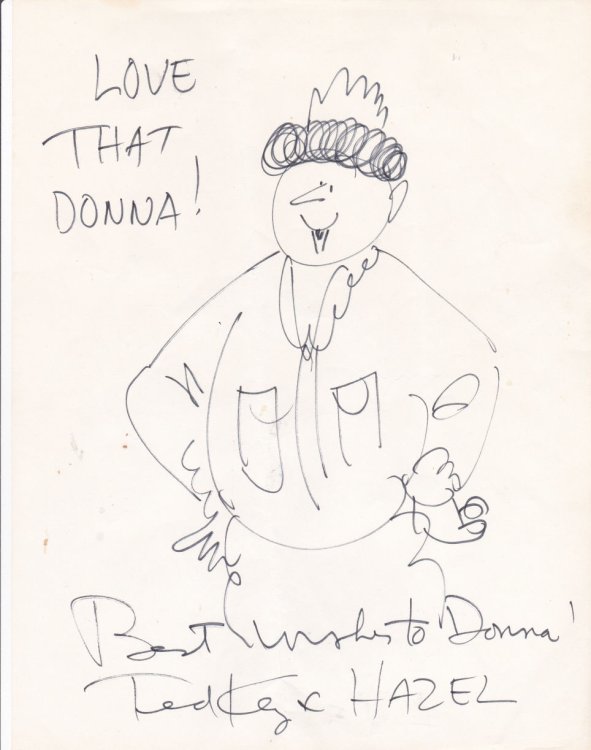 AN ORIGINAL DRAWING of THE CARTOON CHARACTER HAZEL, INSCRIBED to DONNA & SIGNED by the CARTOONIST TED KEY.