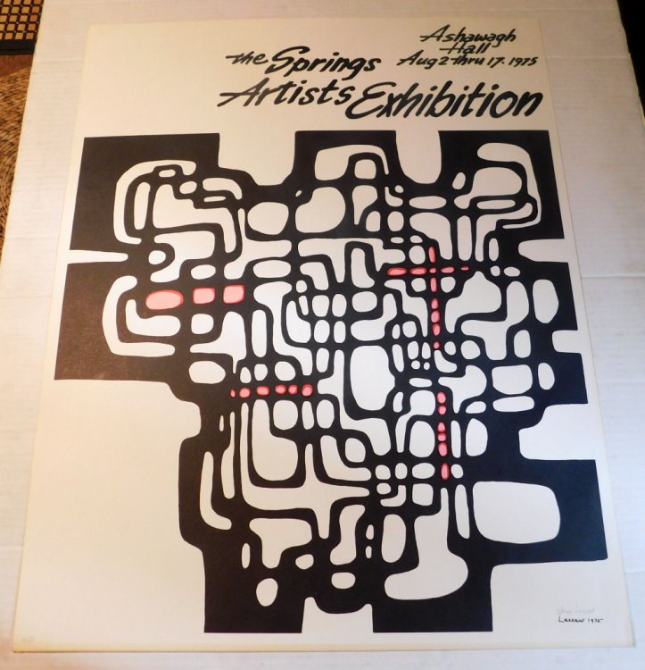AN ORIGINAL EXHIBITION POSTER by IBRAM LASSAW for the ASHAWAGH HALL Aug 2 thru 17, 1975 SPRINGS ARTISTS EXHIBITION, SIGNED by the ARTIST IBRAM LASSAW.