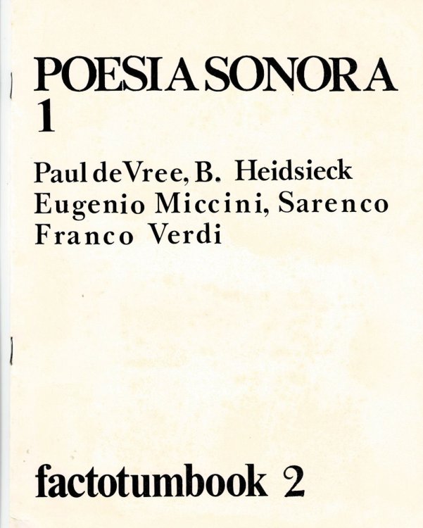 POESIA SONORA 1. Factotumbook 2. (Cover title).