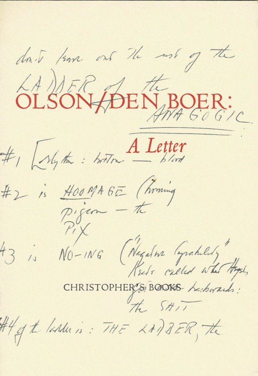 OLSON / DEN BOER: A LETTER.