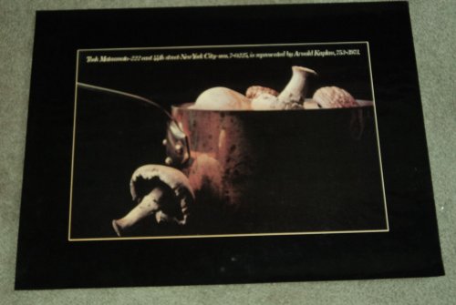 A SUPERB STILL-LIFE PHOTOGRAPHIC POSTER BY TOSH MATSUMOTO DEPICTING LUSCIOUS MUSHROOMS IN A SAUCEPAN.