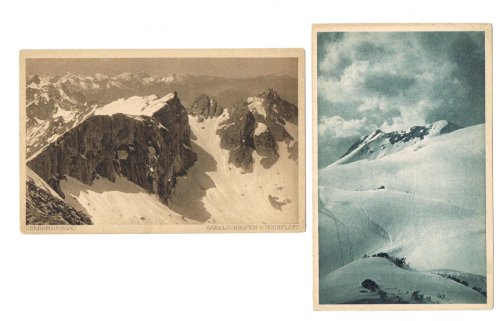 2 PHOTOGRAPHIC POSTCARDS OF THE AUSTRIAN ALPS BY THE NOTED NATURALIST HERBERT LANG.